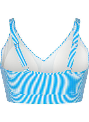 Randig bikiniöverdel med volang, BlueWhite Stripe AOP, Packshot image number 1