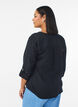 Blus i bomullsmuslin med broderie anglaise, Svart, Model image number 2
