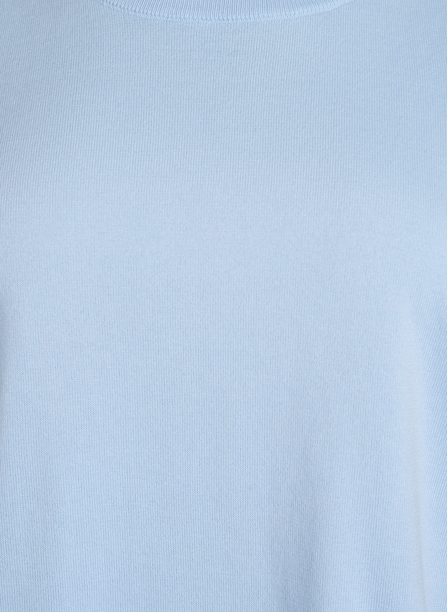 Zizzi Finstickad blus med korta &auml;rmar, Bl&aring;, Packshot image number 2