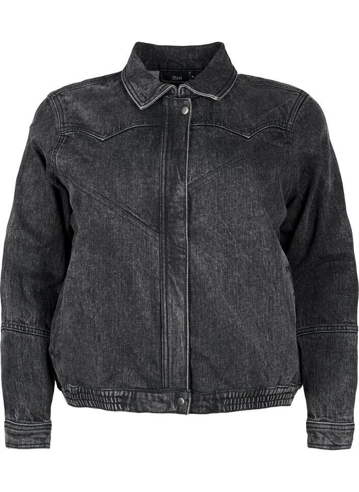 Jeansjacka med dold dragkedja, Dark Grey Denim, Packshot image number 0