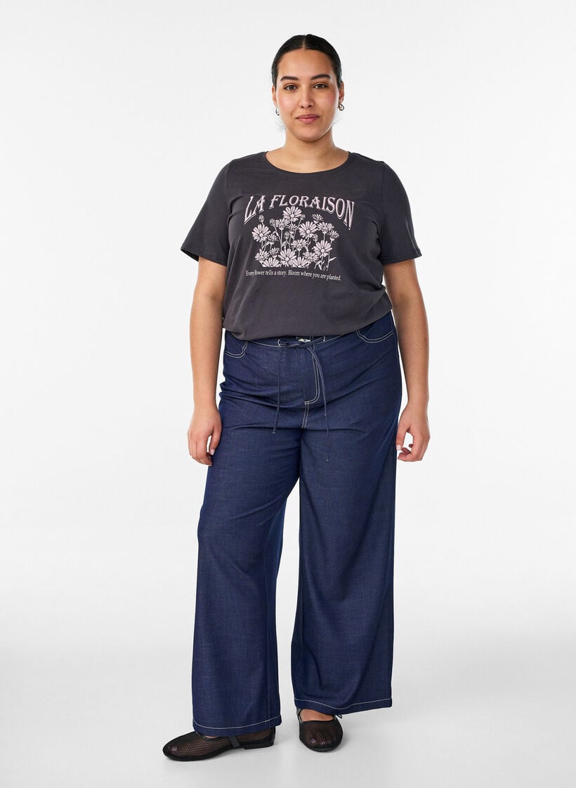 T-shirt med tryck, Gr&aring;, Model image number 1