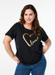 T-shirt i bomull med motiv, Black w. Gold Love, Model image number 0