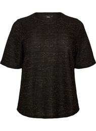 Blus med struktur och glitter, Svart