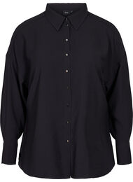 Enfärgad viskosskjorta med långa ärmar, Black
