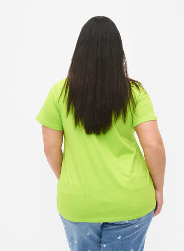 T-shirt i bomull med tryck, Lime Green w. Bella, Model image number 1