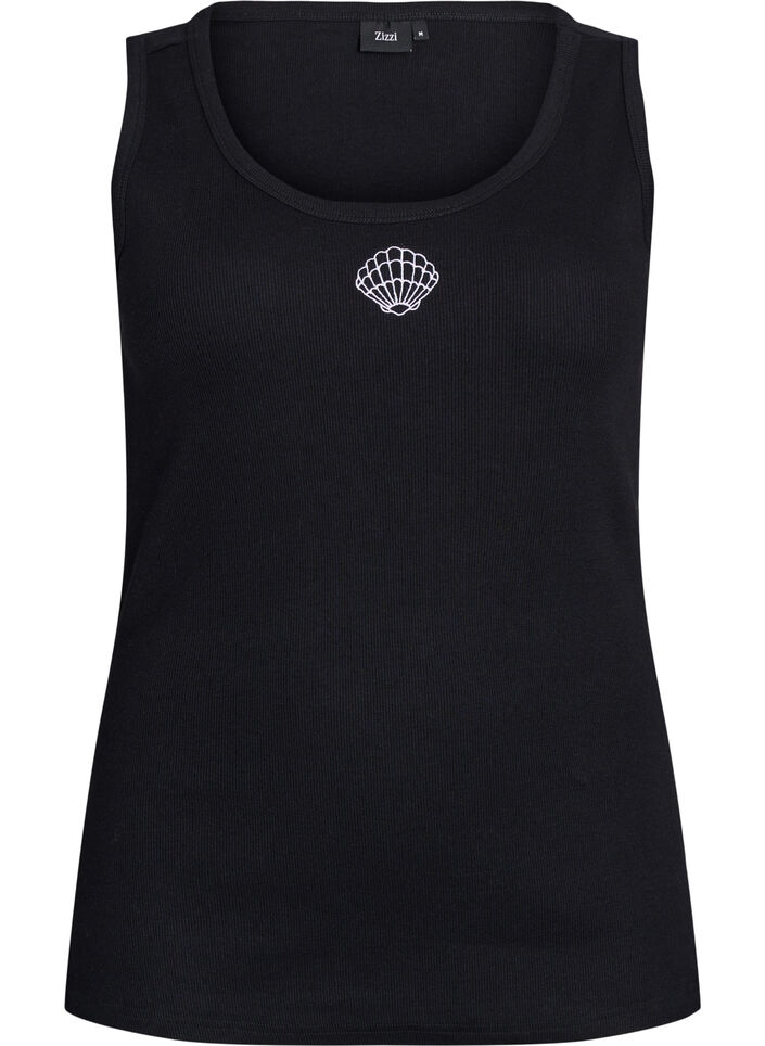T&aring;tsittande topp med motiv, Svart, Packshot image number 0