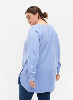 Stickad tröja med knappdetaljer, Lavender Lustre, Model image number 1
