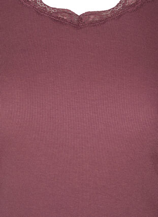 Ribbad topp med långa ärmar och spetsdetaljer, Rose Taupe, Packshot image number 2