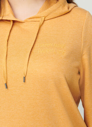 Sweatshirt med huva och tryck, Spruce Yellow Mel., Model image number 2
