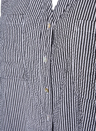 Randig skjorta i bomull med korta ärmar, Black Stripe, Packshot image number 2