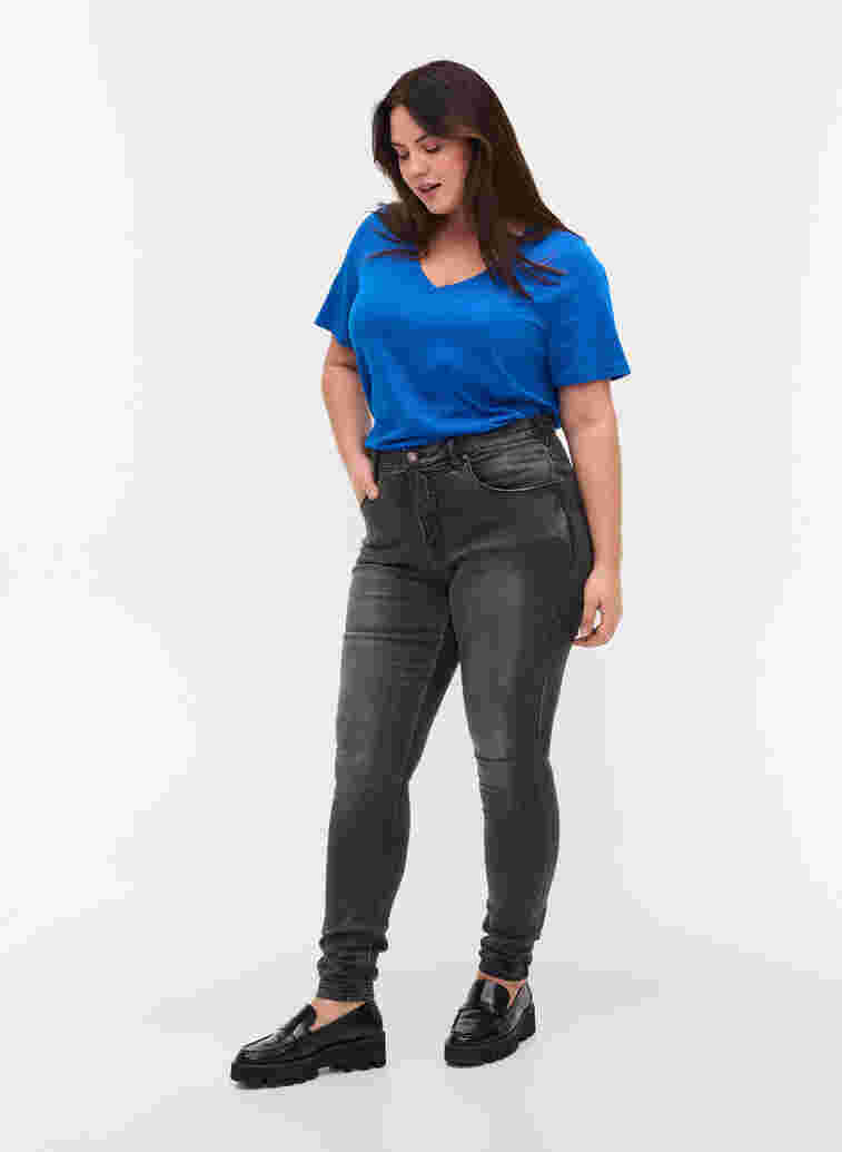 Super slim Amy jeans med hög midja, Dk Grey Denim, Model