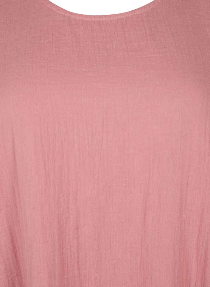 Kortärmad klänning i bomull med a-linjeformad skärning, Old Rose, Packshot image number 2