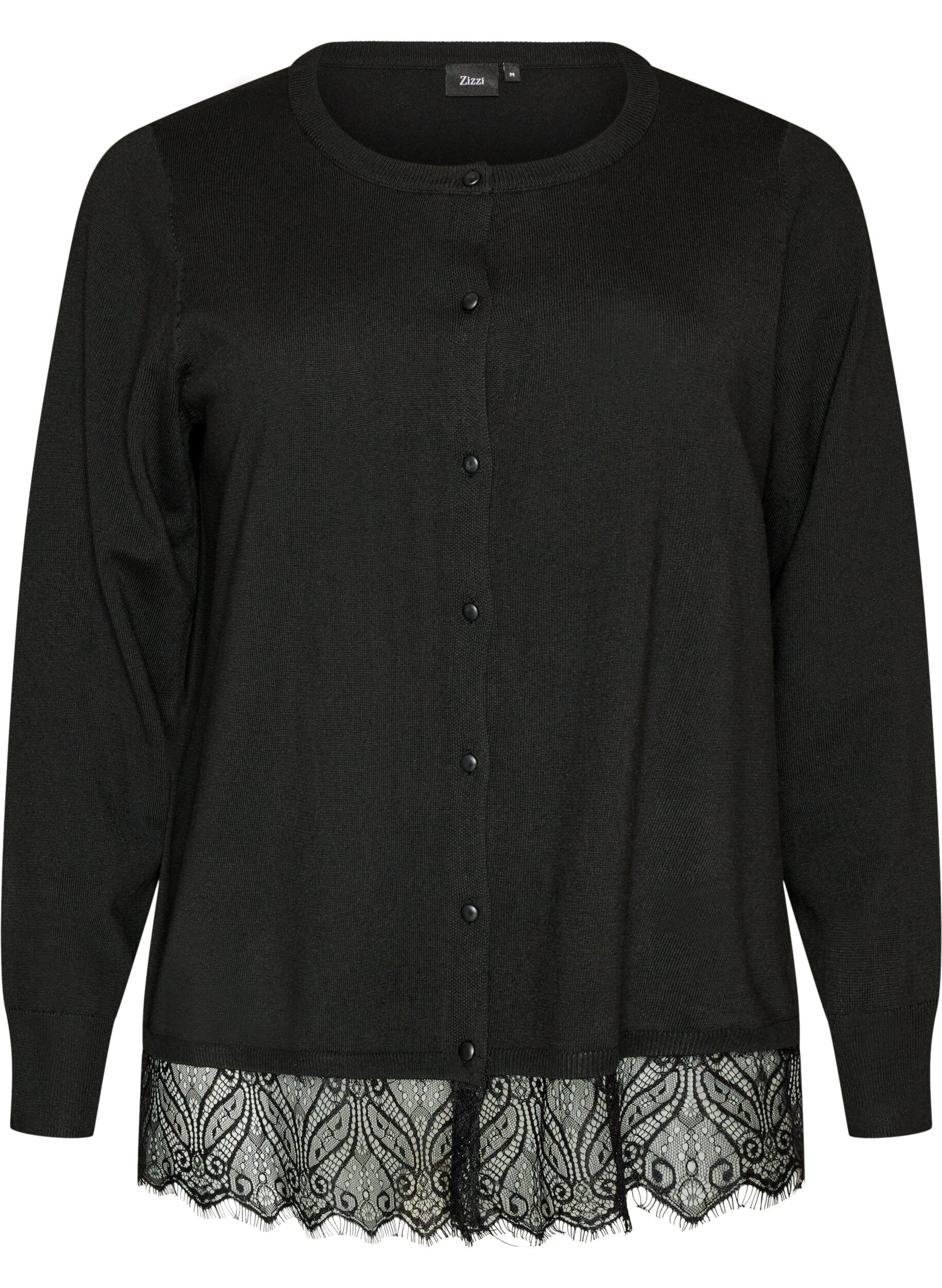 Cardigan med bred spetskant