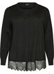 Cardigan med bred spetskant, Svart, Packshot image number 0