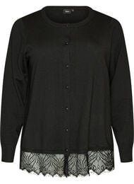 Cardigan med bred spetskant, Svart