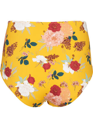 Bikiniunderdel med hög midja och blommigt tryck, Yellow Flower Print, Packshot image number 1