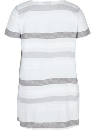 Randig klänning med korta ärmar, White Stripe, Packshot image number 1