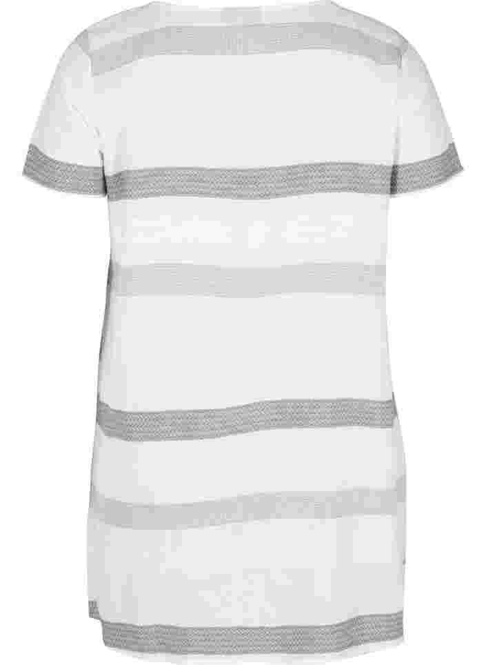 Randig klänning med korta ärmar, White Stripe, Packshot image number 1