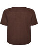 Blus i bomull med struktur och knappkn&auml;ppning, Brun, Packshot image number 1
