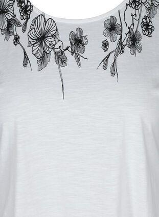 T-shirt i bomull med tryck längst upp, Bright White FLOWER, Packshot image number 2