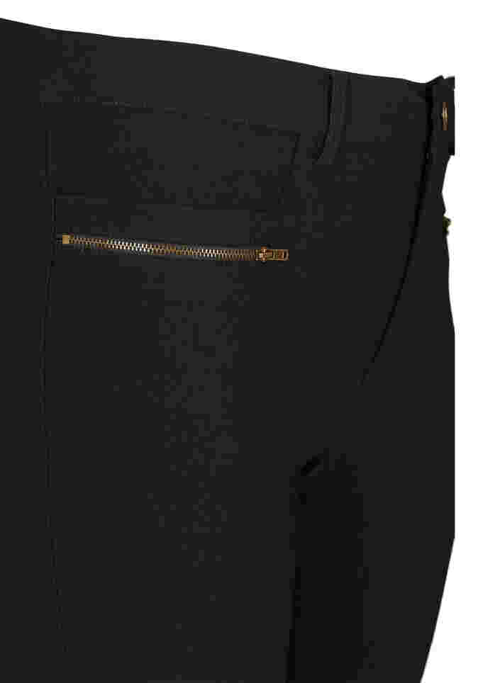 Kroppsnära byxor med dekorativa dragkedjor, Black, Packshot image number 2