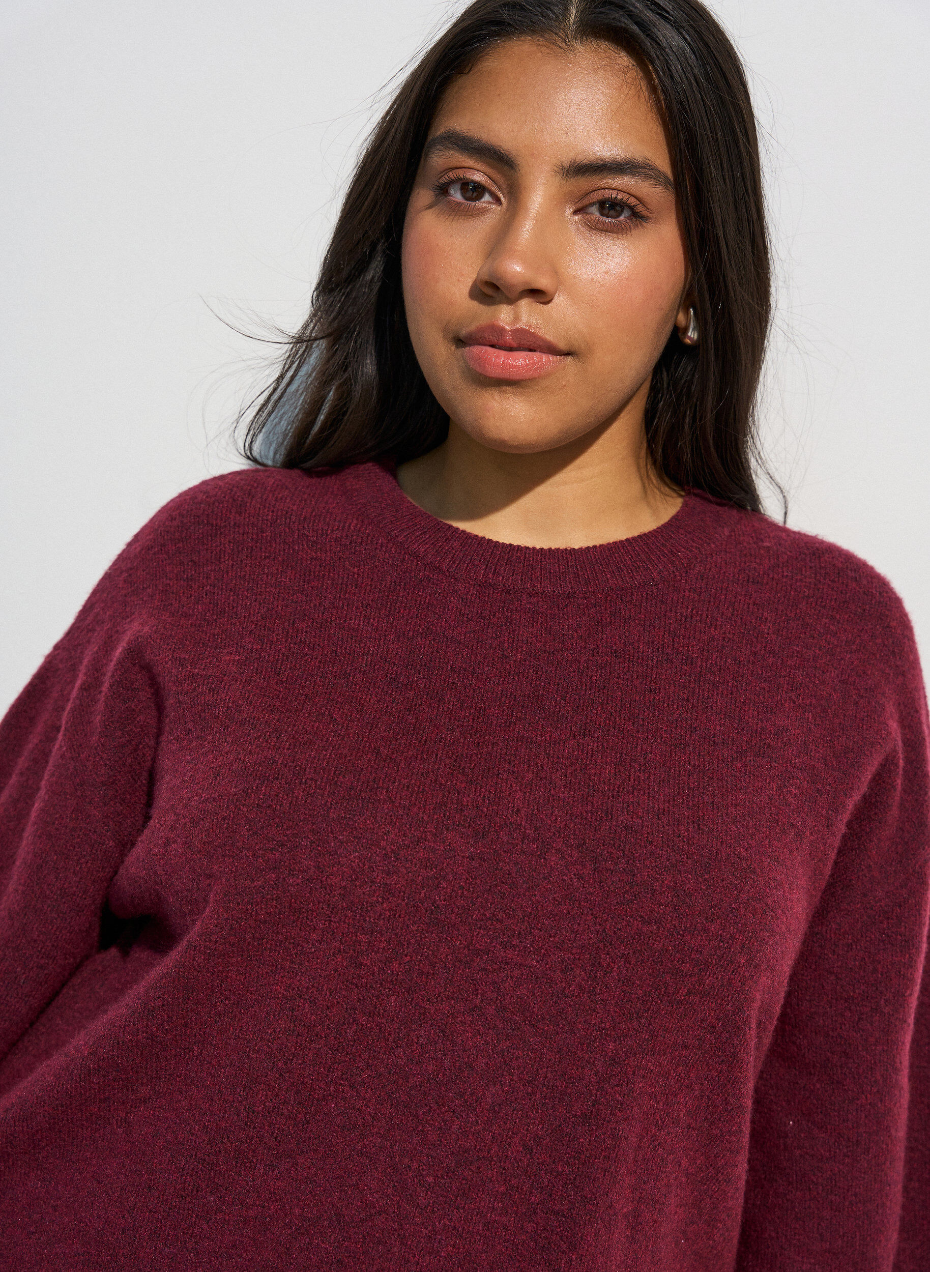 ZizziL&ouml;st stickad blus med korta &auml;rmar, R&ouml;d, Model image number 3