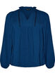 Blus med v-ringning och virkat band, Bl&aring;, Packshot image number 0