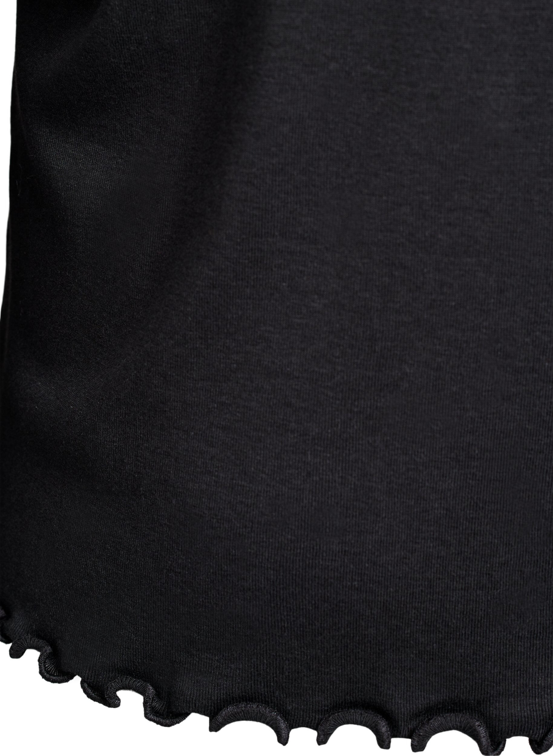 Zizzi Jerseyblus med knappar och v&aring;giga kanter, Svart, Packshot image number 3