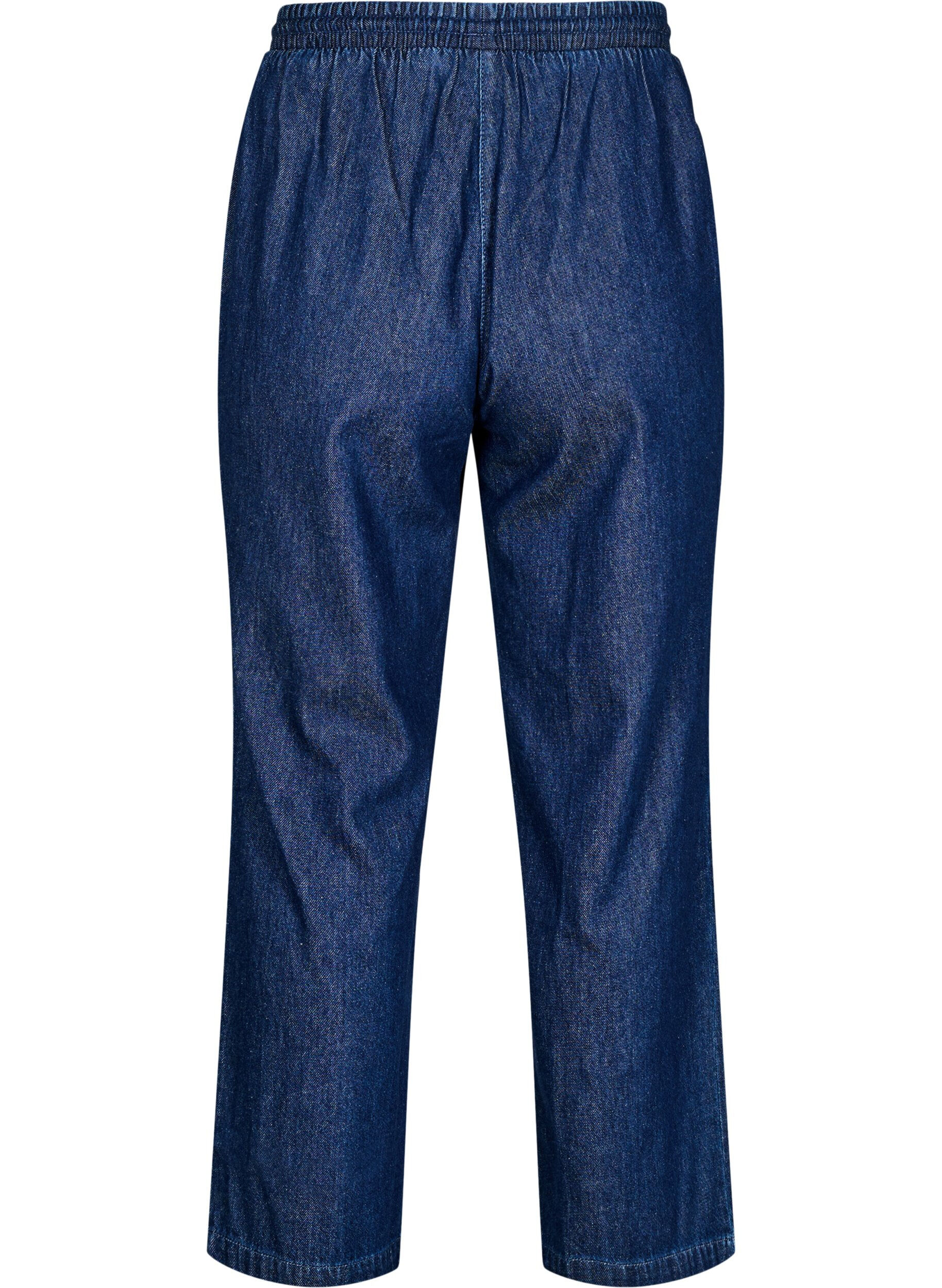 ZizziJeans med rak passform och res&aring;r i midjan, Bl&aring;, Packshot image number 1