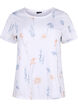 T-shirt i ekologisk bomull med blommigt tryck, White W. Blue flower, Packshot image number 0