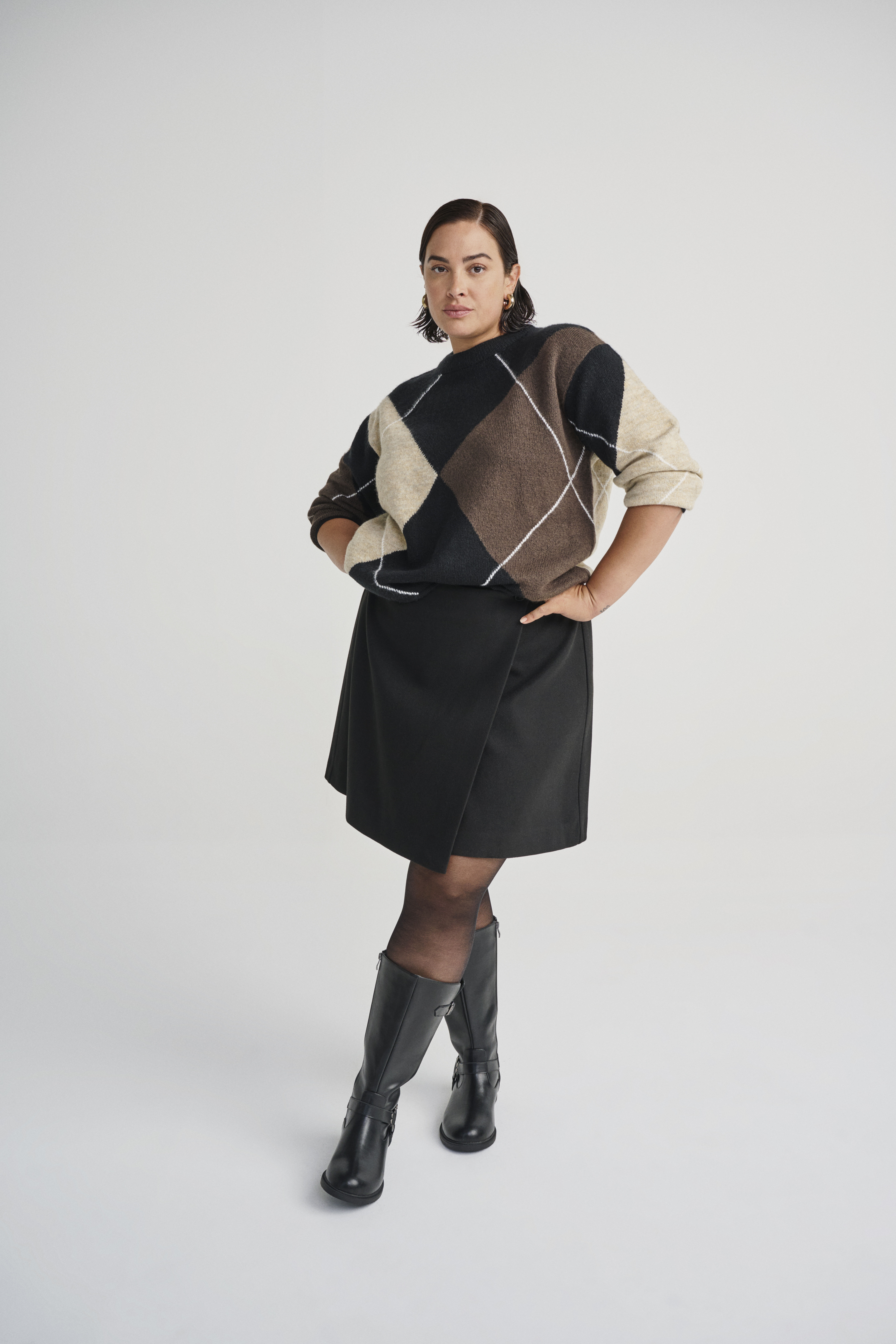 Zizzi St&ouml;vel i l&auml;der med sp&auml;nne, , Model