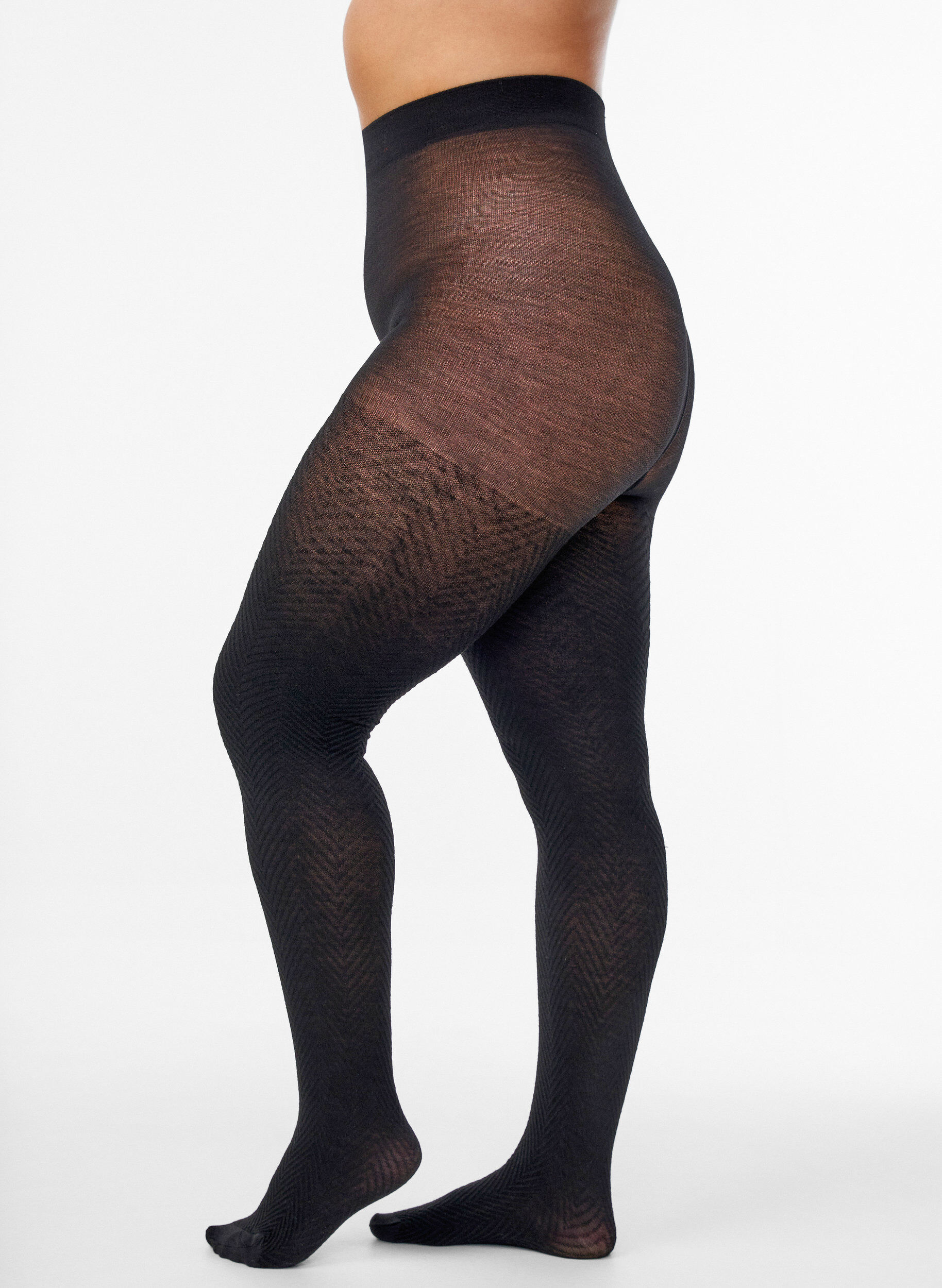 Zizzi Strukturerade tights, Svart, Model image number 0