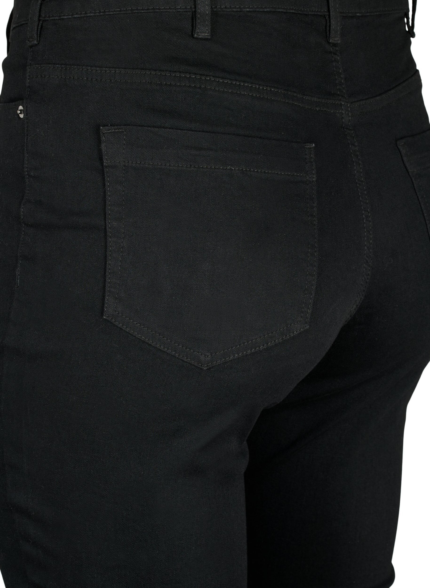Zizzi Amy jeans med h&ouml;g midja och super slim fit, Svart, Packshot image number 3