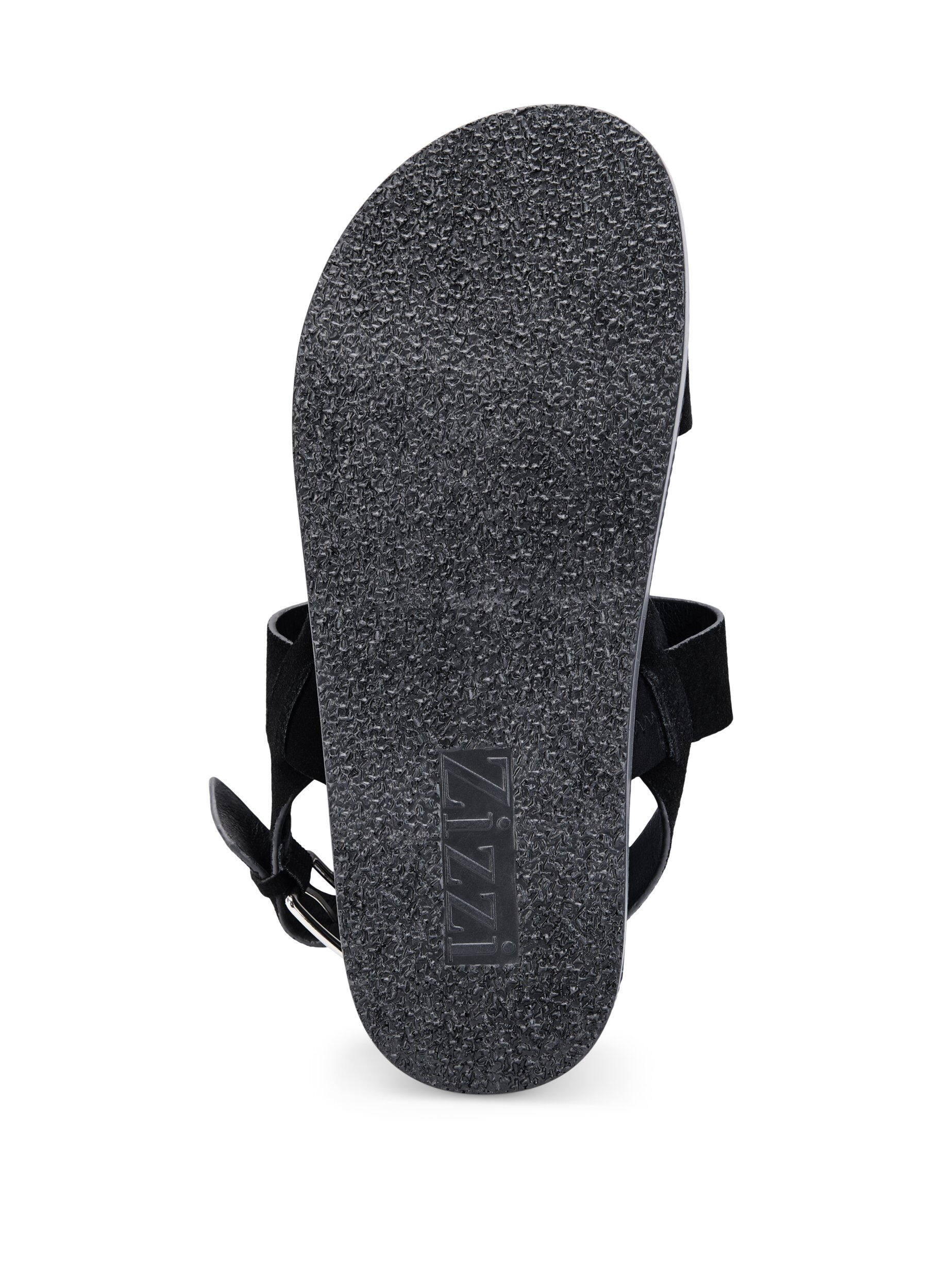 Zizzi Sandal med bred passform i mocka, Black, Packshot image number 3