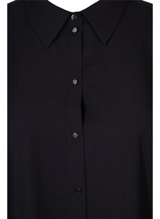 Enfärgad skjortklänning med slits i viskos, Black, Packshot image number 2