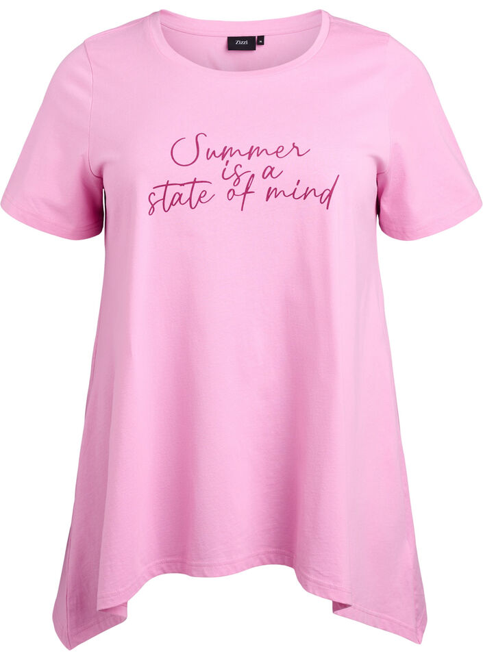 T-shirt med rund hals och A-linjeform, Rosa, Packshot image number 0