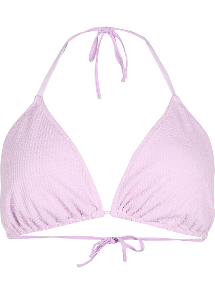 Trekantsbikini-bh med crepe-struktur, Lila, Packshot image number 0