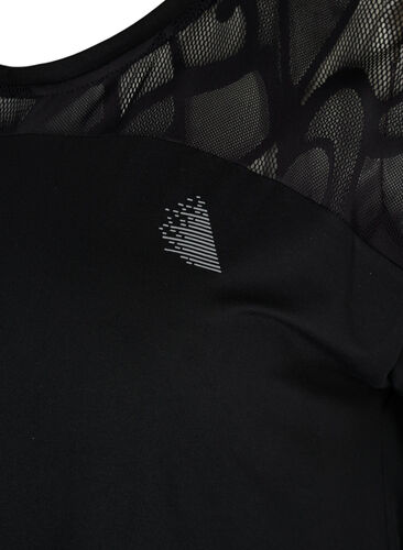 Kortärmad tränings t-shirt med mönstrad mesh, Black, Packshot image number 2