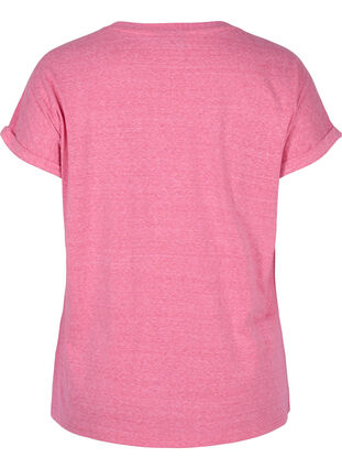 Melerad t-shirt i bomull, Fandango Pink Mel, Packshot image number 1