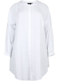 Lång viskosskjorta i randigt mönster, Bright White
