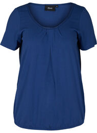 T-shirt med rund halsringning och spetskant, Twilight Blue