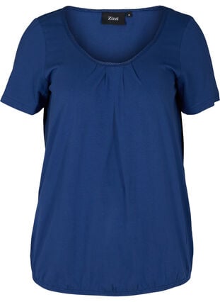 T-shirt med rund halsringning och spetskant, Twilight Blue, Packshot image number 0