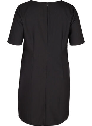 Enfärgad fodralklänning med v-ringning, Black, Packshot image number 1