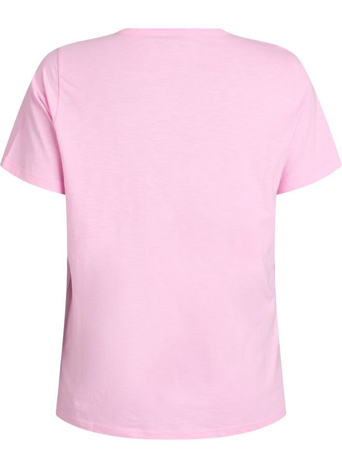 T-shirt med knappdetalj, Rosa, Packshot image number 1