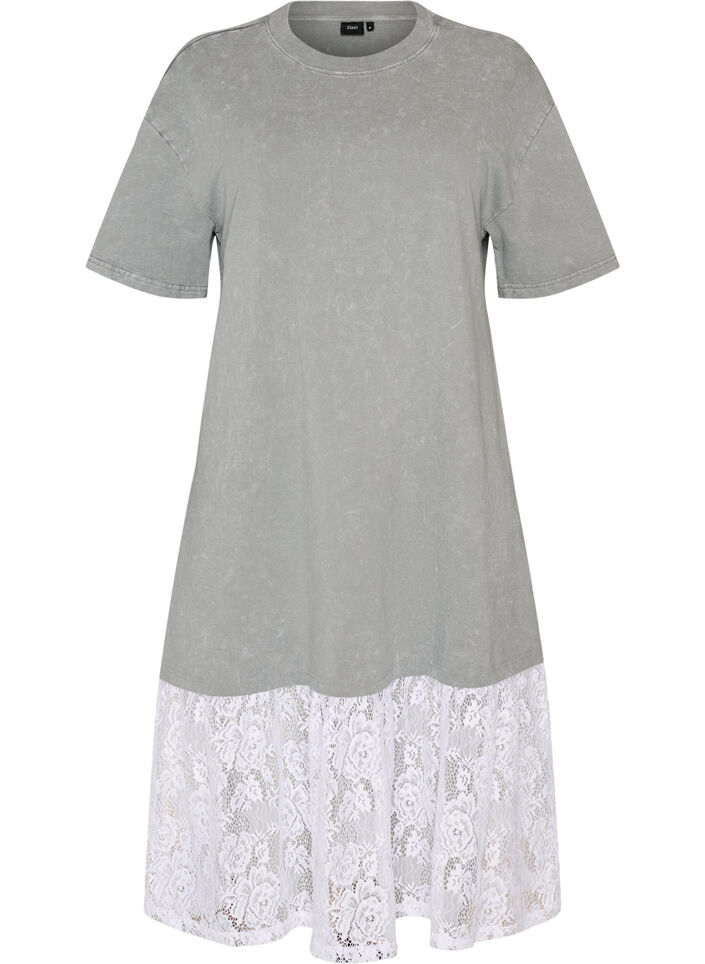 L&ouml;s t-shirtkl&auml;nning med spetskant, Gr&aring;, Packshot image number 0