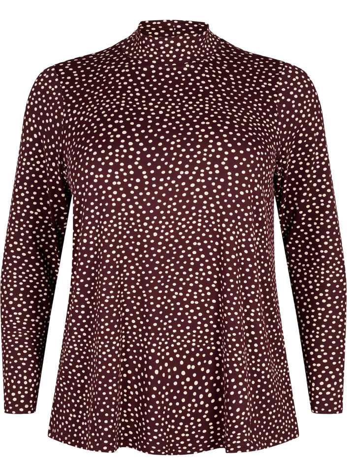 FLASH - Långärmad blus med turtleneck, Mörk Bordeaux, Packshot image number 0