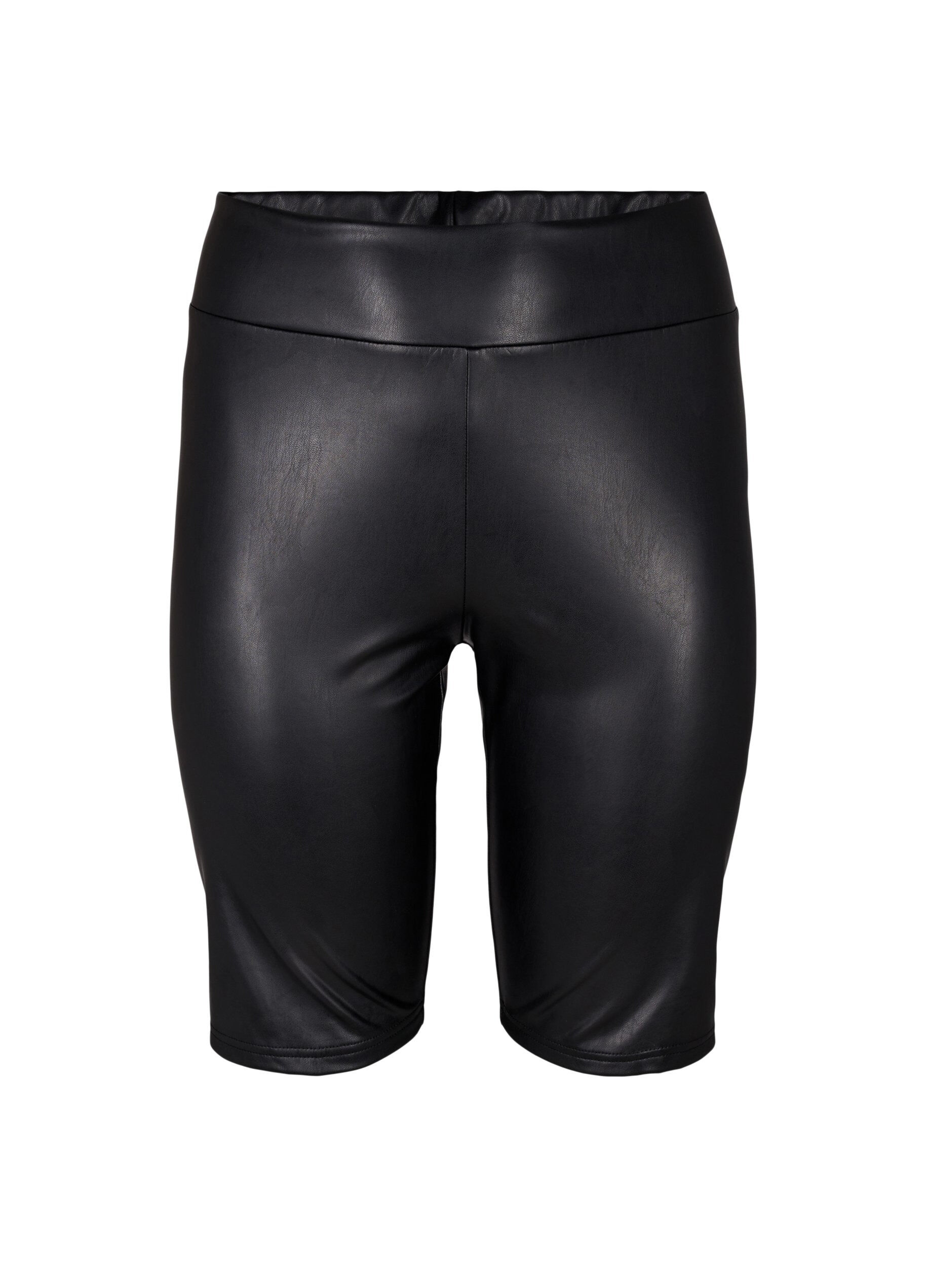 Zizzi Gl&auml;nsande kroppsn&auml;ra shorts med h&ouml;g midja, Black, Packshot image number 0
