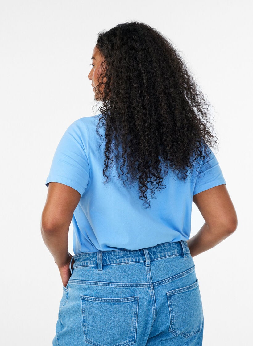 Enf&auml;rgad t-shirt i bomull, Bl&aring;, Model image number 2