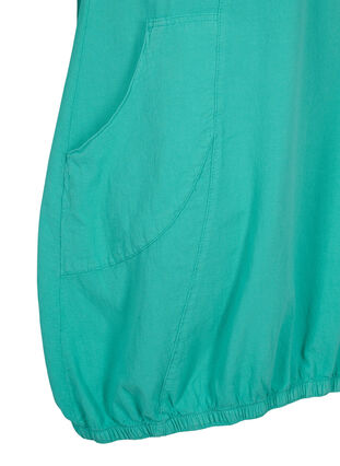 Kortärmad klänning i bomull, Aqua Green, Packshot image number 3