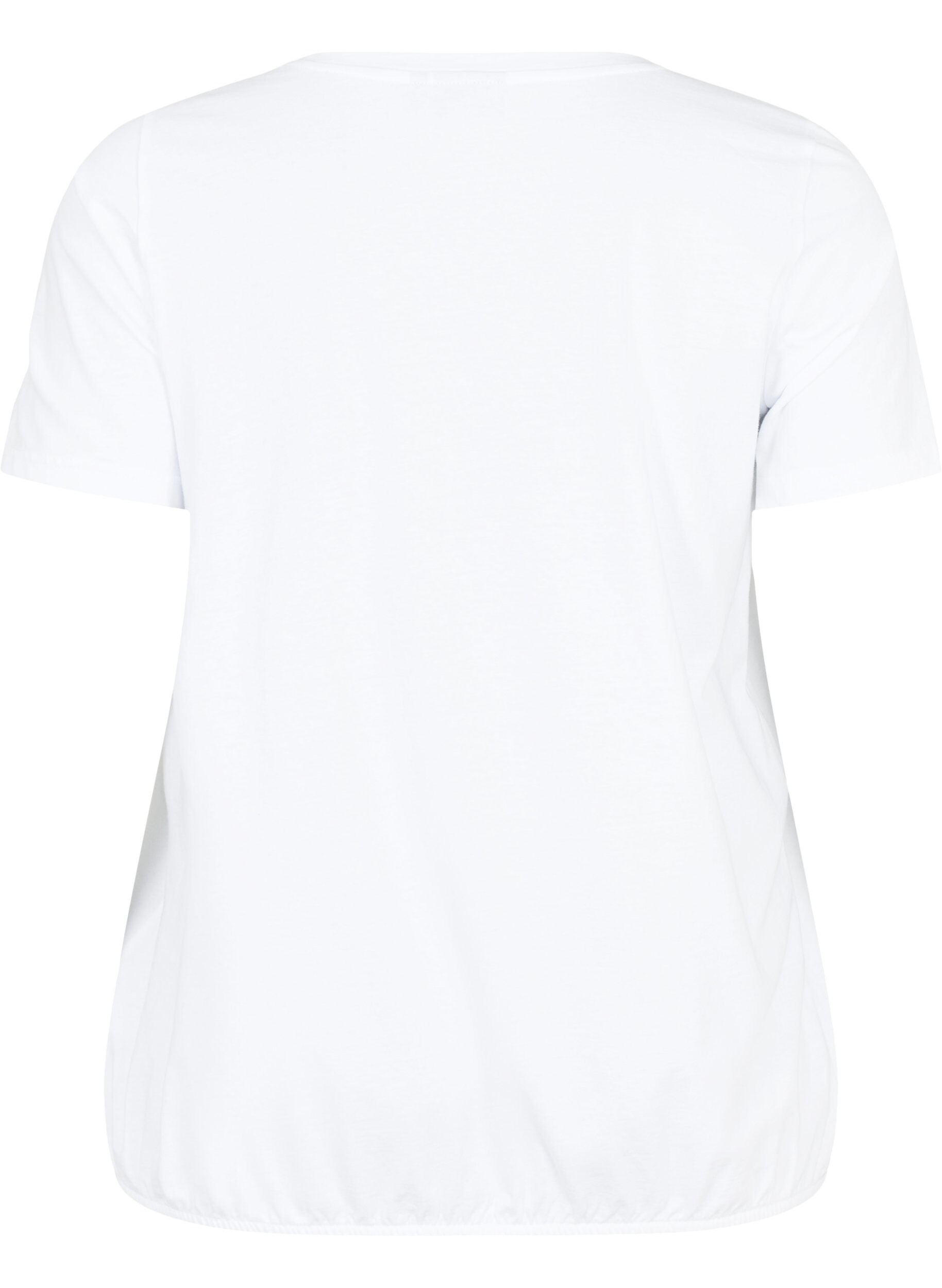 Zizzi Bomulls t-shirt med folietryck, B. White w. Believe, Packshot image number 1